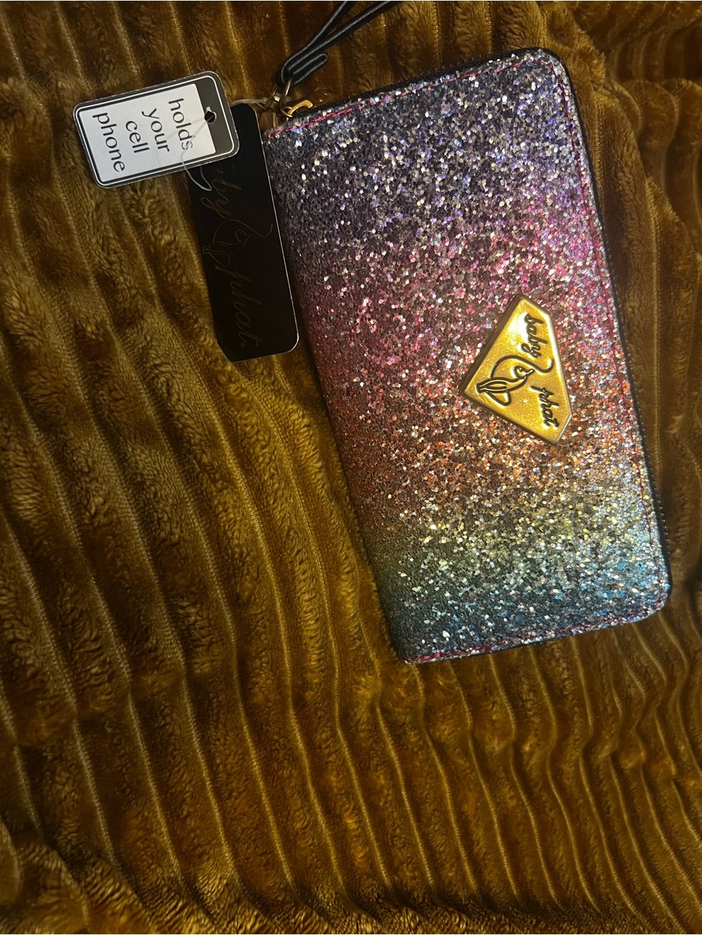 Baby Phat Glitter Ombre Wristlet Wallet - Purple Pink Blue Gold